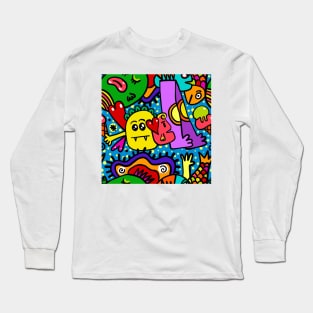 Colorful Doodle Monsters Halloween Long Sleeve T-Shirt